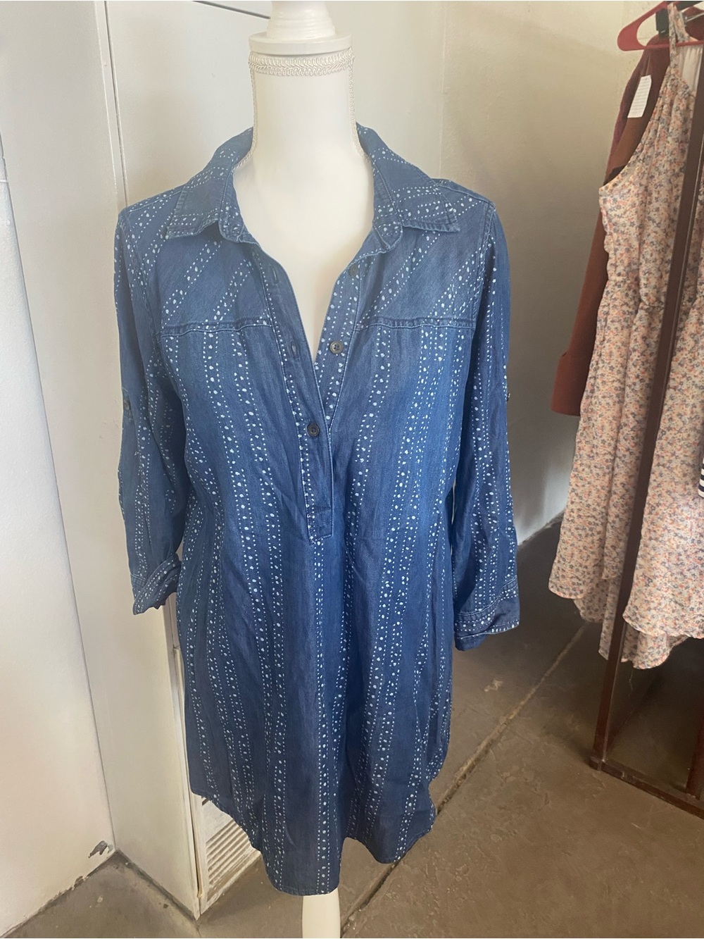 Canyon River Blues Blue Denim Tunic with White Dotted Stripe
